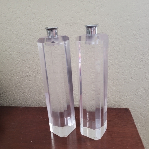 Vintage Ritts Astrolite Lucite Candle Holders MCM Set of 2 - Picture 1 of 8